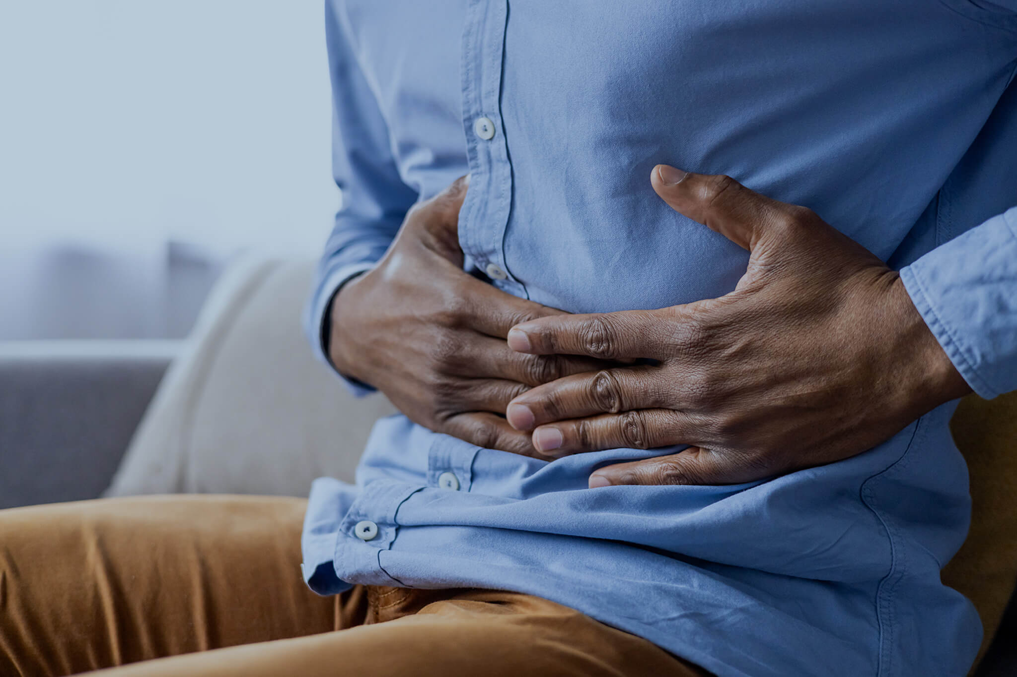 Man with abdominal pain.