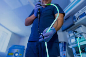 Doctor preparing for endoscopy.