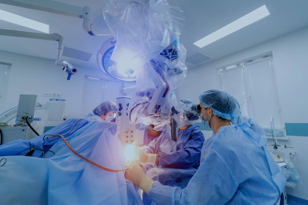 Robotic equipment in modern neurosurgery clinic.