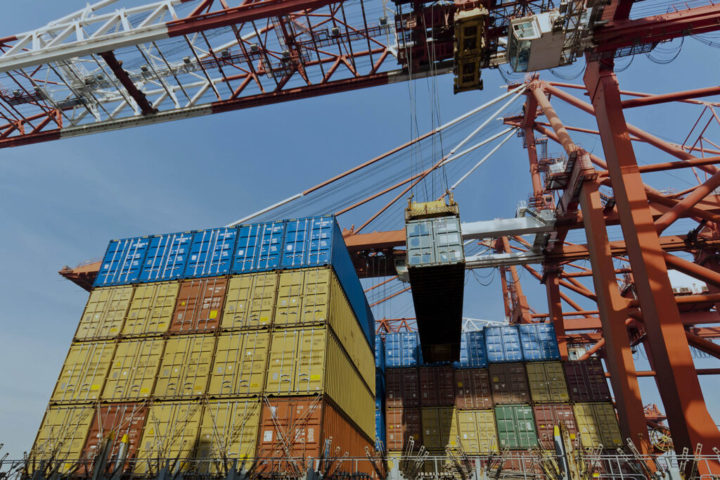 Container operation in port.